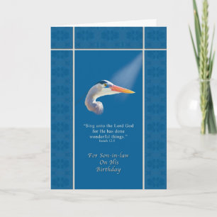 Birthday,  Son-in-law, Religious, Great Blue Heron Card