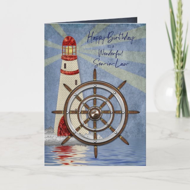 Birthday, Son-in-Law, Ship's Wheel, Helm Card (Front)