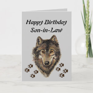 Birthday Son-in-Law, Wolf, Wolves, Animal, Nature Card