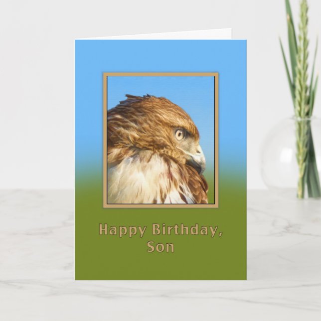 Birthday, Son, Rough-legged Hawk Card (Front)