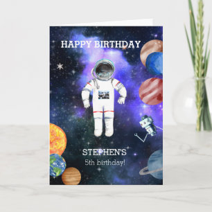 Birthday Space Astronaut Galaxy Planet  Card