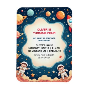 Birthday Space Boy Astronaut Flexible Photo Card Magnet