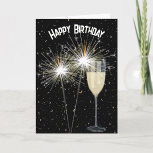 Birthday Sparkler With Wine Card