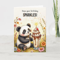 Birthday Sparkles Panda with Ice Cream Sundae
