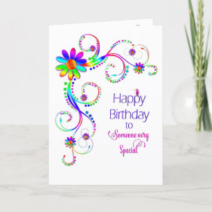 Birthday,Special Lady Abstract Floral-Vivid Card