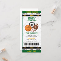 Birthday Sports Theme Ticket Stub Invitation