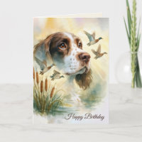 Birthday Springer Spaniel Dog With Cattails