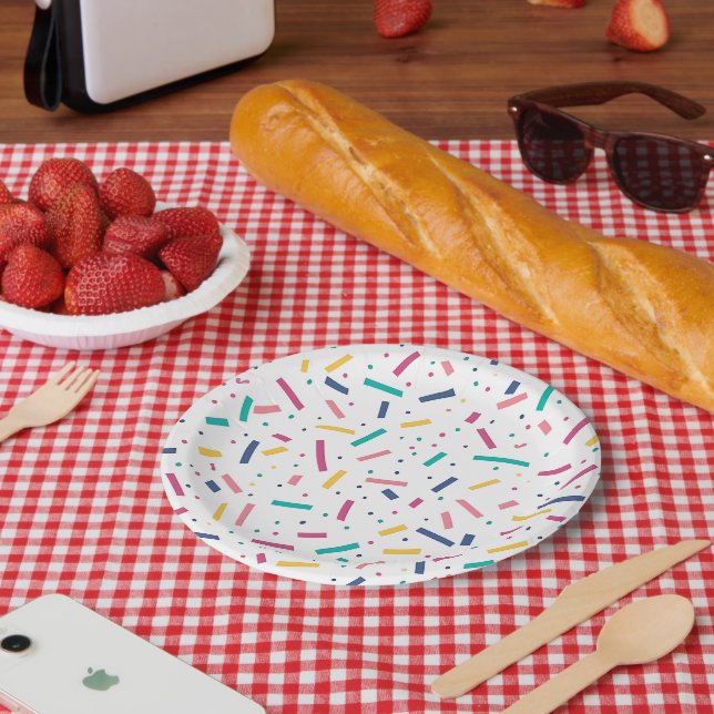 Birthday Sprinkles Candy Pattern Paper Plate (Picnic)