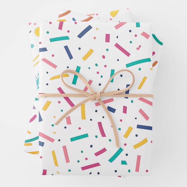 Birthday Sprinkles Candy Pattern Wrapping Paper Sheet (In situ)