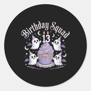 Birthday Squad 13th Pastel Ghost Cupcake Cute Hall Classic Round Sticker
