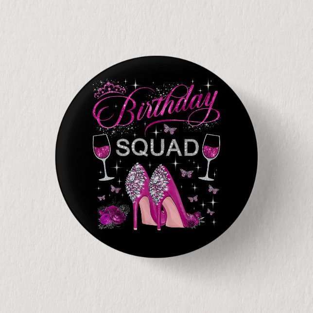Birthday Squad Butterflies 3 Cm Round Badge (Front)