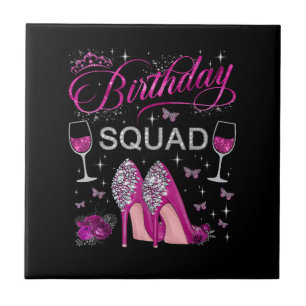Birthday Squad Butterflies Ceramic Tile