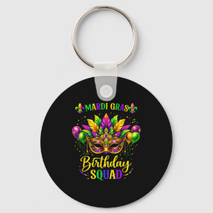 Birthday squad mardi gras crew party girl toddler key ring