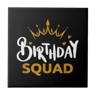 Birthday Squad Party Matching Family Group Funny B Ceramic Tile