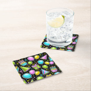 Birthday square paper coaster