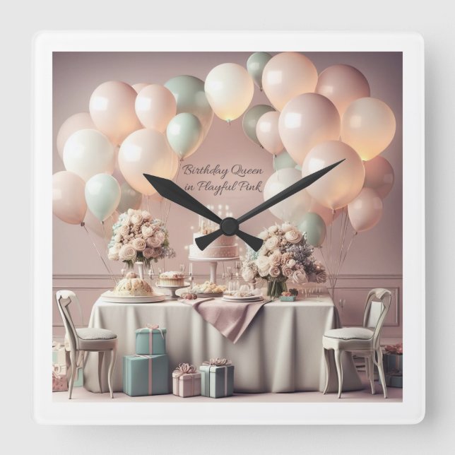 BIRTHDAY SQUARE WALL CLOCK (Front)