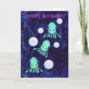 Birthday Squid Triplets & Bubbles Card