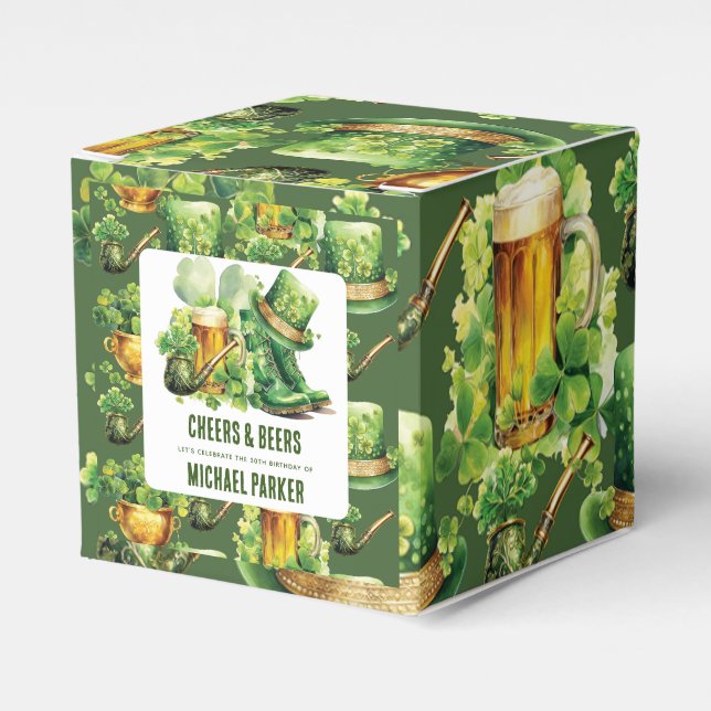 Birthday St Patrick's Day Cheers Beers  Favour Box (Front Side)