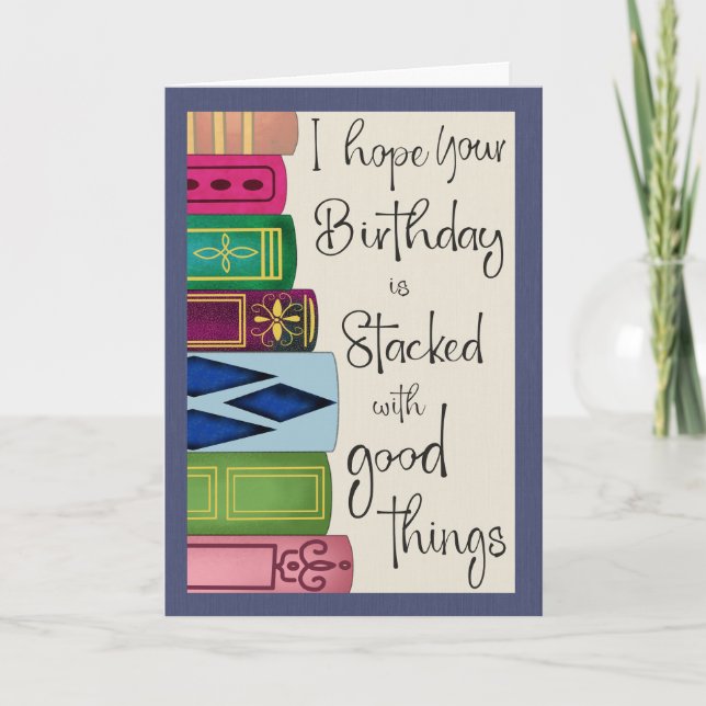 Birthday Stack of Books Card (Front)