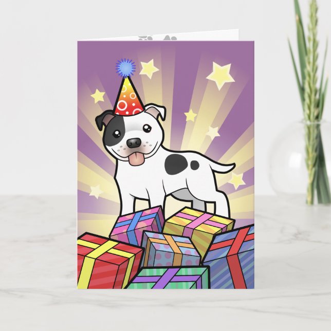 Birthday Staffordshire Bull Terrier Card (Front)