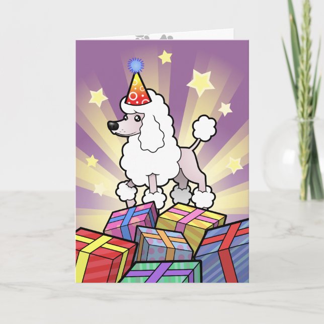 Birthday Standard/Miniature/Toy Poodle (show cut) Card (Front)