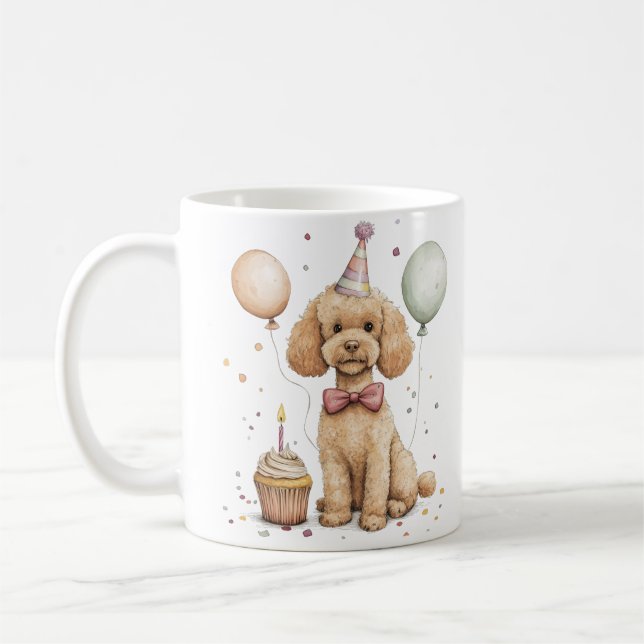 Birthday Standard Poodle Dog Coffee Mug (Left)