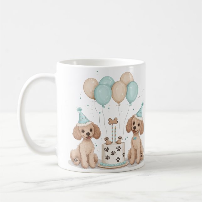 Birthday Standard Poodle Dogs Coffee Mug (Left)