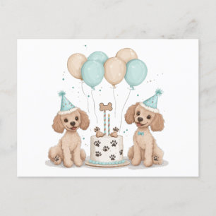 Birthday Standard Poodle Dogs Postcard