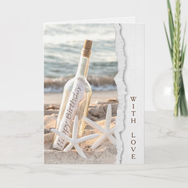 Birthday Starfish with Message in a Bottle Card (Front)