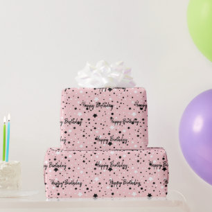 Birthday Stars On Blush Pink Wrapping Paper