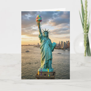 Birthday Statue of Liberty With Ice Cream Cone Card