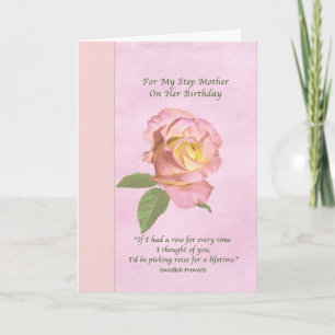 Birthday, Step Mother, Peace Rose Card