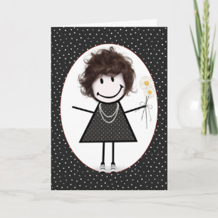 Birthday Stick Figure Girl for Friend   Card