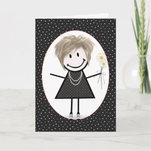 Birthday Stick Figure Girl for Friend  Card