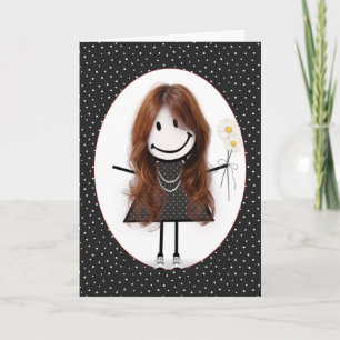 Birthday Stick Figure Girl for Friend   Card