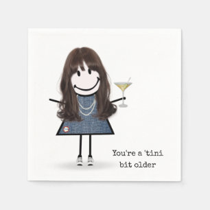 Birthday Stick Figure Girl with Martini Napkin
