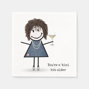 Birthday Stick Figure Girl with Martini Napkin