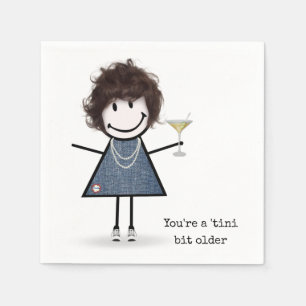 Birthday Stick Figure Girl with Martini Napkin