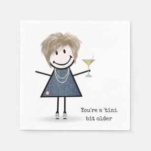 Birthday Stick Figure Girl with Martini Napkin