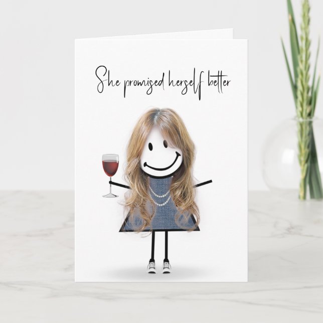 Birthday Stick Figure Girl with Sneakers Card (Front)