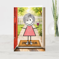 Birthday Stick Figure Girl With Wine Glass