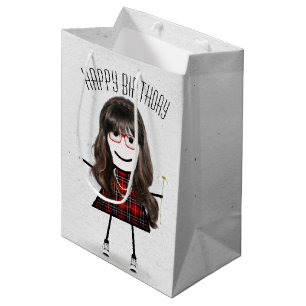 Birthday Stick Girl with Daisy Medium Gift Bag