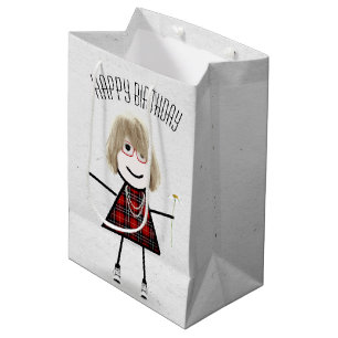 Birthday Stick Girl with Daisy Medium Gift Bag