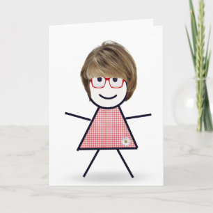 Birthday Stick Girl with Hair for Sister Card