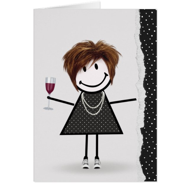 Birthday Stick Girl with Wine and Sneakers (Front)