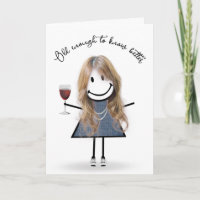 Birthday Stick Girl with Wine Glass