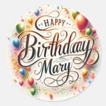 Birthday sticker for the name mary