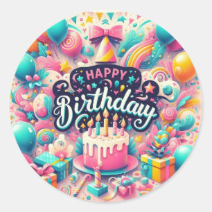Birthday sticker : Joyful Beautiful Design