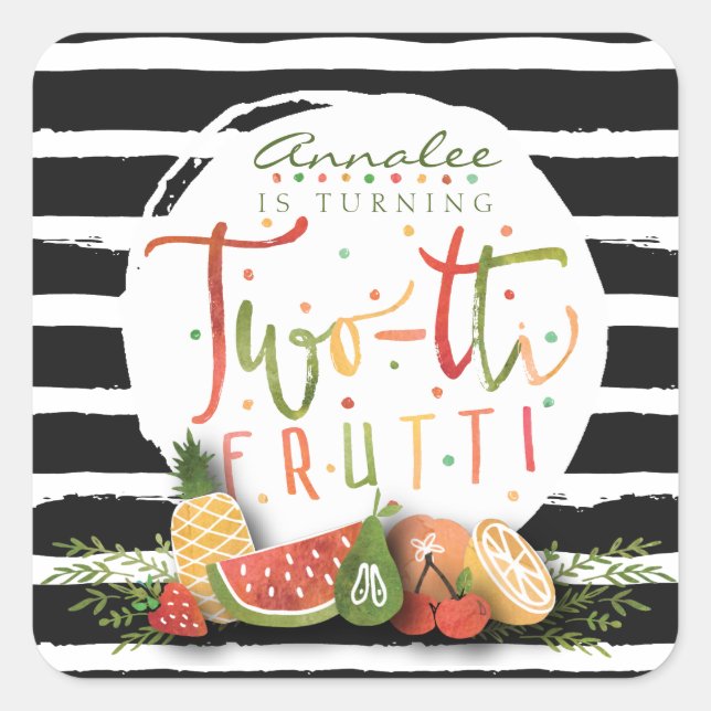 BIRTHDAY STICKER | Two-tti Frutti Fruit Party (Front)