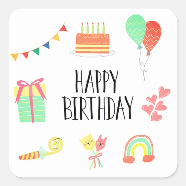 Birthday stickers or envelope seals (Front)